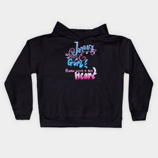 January Girl Born With a Big Heart Kids Hoodie